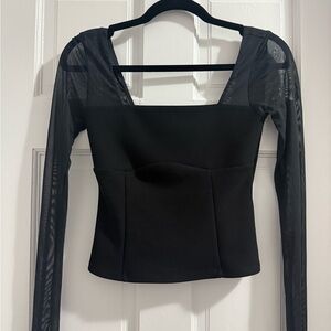 Abercrombie & Fitch Black Mesh Sleeve Blouse